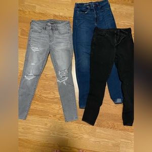 3 American Eagle Skinny Jeans. All barely worn, look brand new! all size 8!
